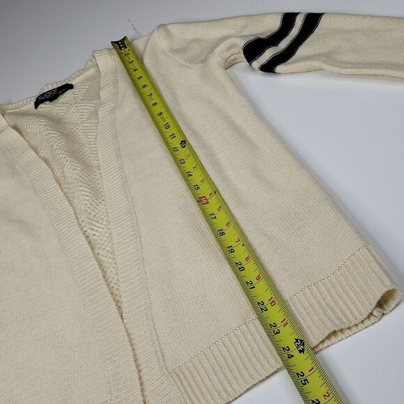 XL 36" SUGAR RUSH cream navy blue varsity open cardigan sweater extra large - Picture 3 of 13